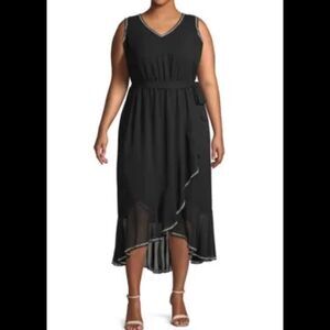 NWT Vince Camuto Plus ruffle hi lo  midi dress 24W